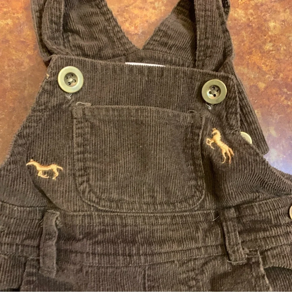 Toddler Cre8ions Brown Corduroy Horse Overalls